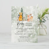ウィンターウッドランドベビーベビーシャワー外は寒い 招待状 (スタンド正面)