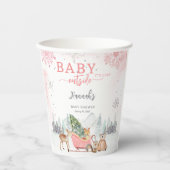 ウィンターウッドランドベビーベビーシャワー外は寒い 紙コップ (正面)