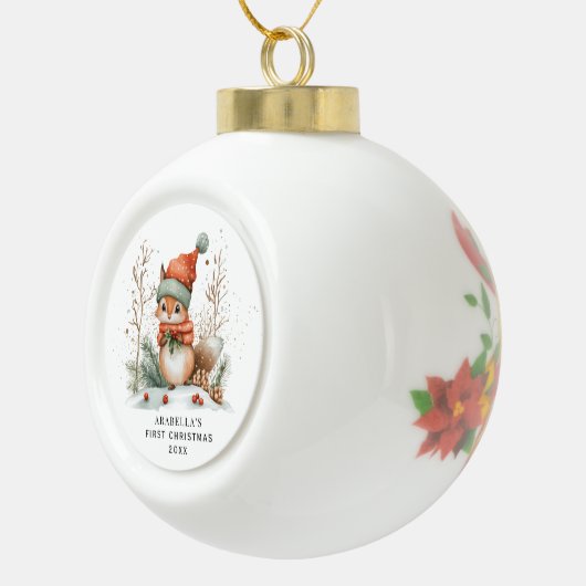 ウィンターウッドランドベビー初めてのクリスマス セラミックボールオーナメント (右)