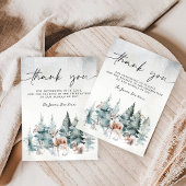 ウィンターウッドランドベビー外は寒いありがとう エンクロージャーカード