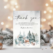 ウィンターウッドランドベビー外は寒いありがとう エンクロージャーカード