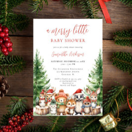 ウィンターウッドランドメリーリトルクリスマスベビーシャワー 招待状