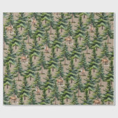 ウィンターウッドランドモアツリーフォレストスタッグディアクラフト ラッピングペーパー (フラット)