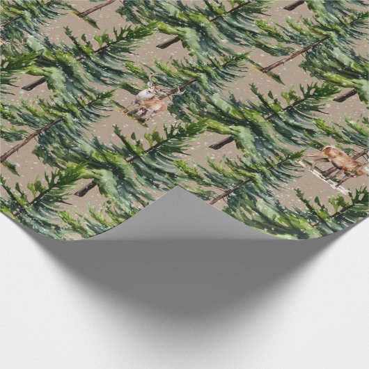 ウィンターウッドランドモアツリーフォレストスタッグディアクラフト ラッピングペーパー (角)