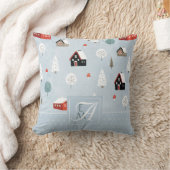 ウィンターウッドランドモノグラムのスカンジナビアフォークアート クッション (ブランケット)