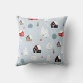 ウィンターウッドランドモノグラムのスカンジナビアフォークアート クッション (裏面)