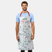 ウィンターウッドランドレトロパーソナライズされたクリスマス エプロン (着用した状態)