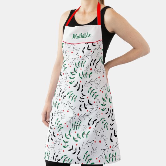 ウィンターウッドランドレトロパーソナライズされたクリスマス エプロン (インサイチュ)