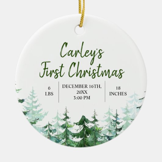 ウィンターウッドランド初めてのクリスマス セラミックオーナメント (正面)