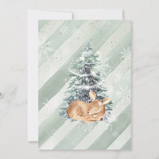 ウィンターウッドランド動物の鹿の赤ちゃんシャワー招待状 招待状 (裏面)