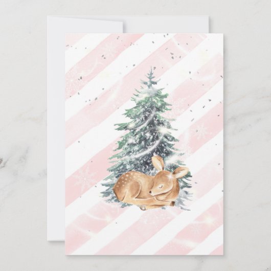 ウィンターウッドランド動物の鹿の赤ちゃんシャワー招待状 招待状 (裏面)