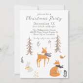 ウィンターウッドランド動物フォークアートクリスマス 招待状 (正面)