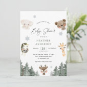 ウィンターウッドランド動物ベビーシャワー招待状 招待状 (スタンド正面)