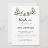 ウィンターウッドランド動物ベビーバプテスマ招待状 招待状 (正面)