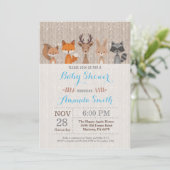 ウィンターウッドランド動物少年ベビーシャワー招待状 招待状 (スタンド正面)