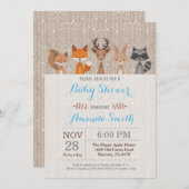 ウィンターウッドランド動物少年ベビーシャワー招待状 招待状 (正面/裏面)