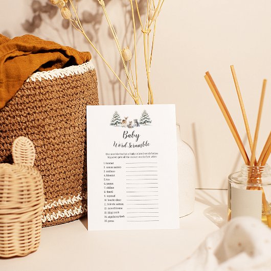 ウィンターウッドランド動物UKベビー単語スクランブル チラシ