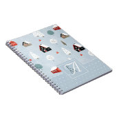 ウィンターウッドランド北欧モノグラムの装飾 ノートブック (右側)