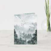 ウィンターウッドランド山林素晴らしホワイトフクロウ シーズンカード (正面)