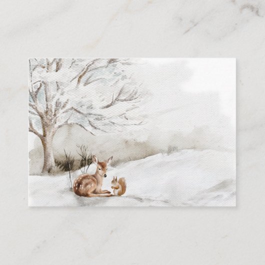 ウィンターウッドランド男の赤ちゃんシャワー エンクロージャーカード (裏面)