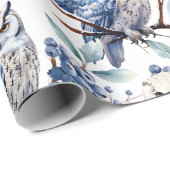 ウィンターウッドランド素晴らしホワイトフールズブルーベリー ラッピングペーパー (ロールコーナー)