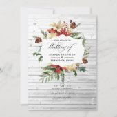 ウィンターウッドランド素朴の結婚クリスマス写真 招待状 (正面)