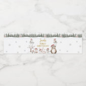 ウィンターウッドランド誕生日パーティーウォーターボトルラベル ペットボトルラベル (シングルラベル)