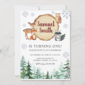 ウィンターウッドランド誕生日招待状 招待状 (正面)
