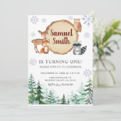 ウィンターウッドランド誕生日招待状 招待状 (スタンド正面)