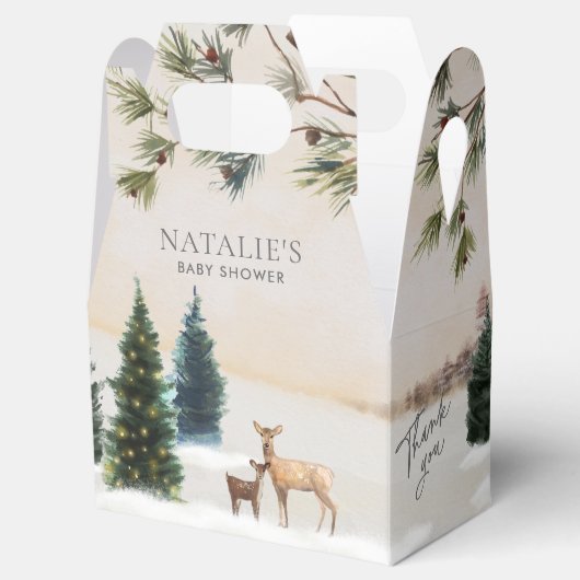 ウィンターウッドランド赤ちゃんシャワーお願いボックス フェイバーボックス (オープン)