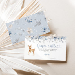 ウィンターウッドランド青い鹿おむつラッフルチケット エンクロージャーカード