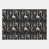 ウィンターウッドランド鹿キツネフクロウベアーフォレスト ラッピングペーパーシート (正面2)