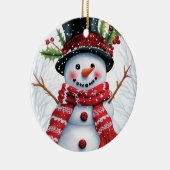 ウィンターウッドランド・フレンズ | フェスティバル雪だるま セラミックオーナメント (右)