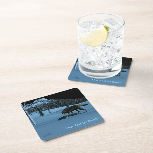 ウィンターウルフ – Tapetum Lucidum スクエアペーパーコースター (インサイチュ)