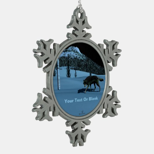 ウィンターウルフ – Tapetum Lucidum スノーフレークピューターオーナメント (左)