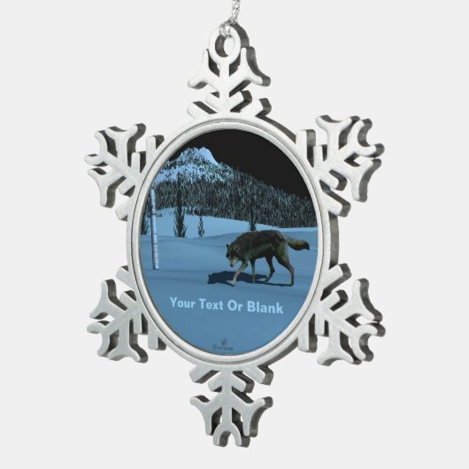 ウィンターウルフ – Tapetum Lucidum スノーフレークピューターオーナメント (右)