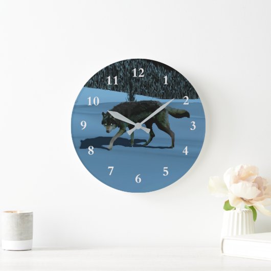 ウィンターウルフ – Tapetum Lucidum ラージ壁時計 (ホーム)