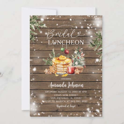 ウィンターウ素朴ィードクリスマスパーティーブライダルルンチョン 招待状 (正面)