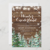 ウィンターウ素朴ッドスノーフレークスオンダーランド誕生日 招待状 (正面)