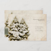 ウィンターエバーグリーンズヴィンテージウエディング招待状 出欠カード (正面/裏面)