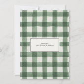 ウィンターエバーグリーンツリーグリーンプレイドブライダルシャワー 招待状 (裏面)