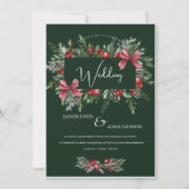 ウィンターエメラルドグリーンフェスティバル結婚クリスマス 招待状 (正面)