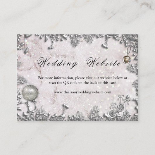 ウィンターエレガンスクリスマス結婚のウェブサイト エンクロージャーカード (正面)