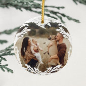 ウィンターエレガントガーランドリースモノグラムクレスト写真 セラミックオーナメント