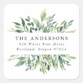 ウィンターエレガントグリーンリーホリデー差出人住所 スクエアシール (正面)