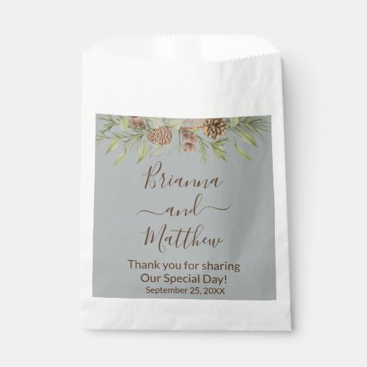 ウィンターエレガントグレイ結婚式の引き出物バッグ フェイバーバッグ (正面)