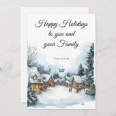 ウィンターエレガントビレッジビジネスロゴホリデーカード 招待状 (正面/裏面)