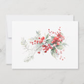 ウィンターエレガントベリーボタニカル100th誕生日フラット サンキューカード (裏面)