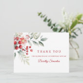 ウィンターエレガントベリーボタニカル50th誕生日フラット サンキューカード (スタンド正面)