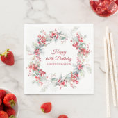 ウィンターエレガントベリーボタニカル60誕生日 スタンダードランチョンナプキン (インサイチュ)